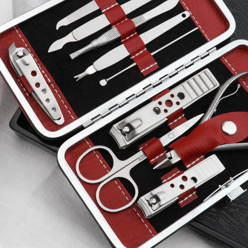 

10 PCS Stainless Steel Nail Clippers Manicure Tool Portable Pedicure Sets Professional Manicure Tool Kit for Adult