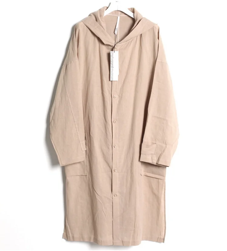 

Men's top medium length loose simple slit thin hooded wizard shirt