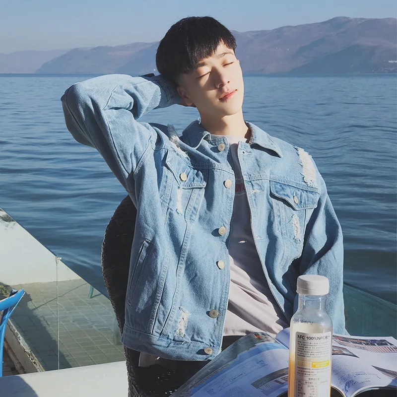 Весна Осень 2021 модная повседневная Уличная одежда простая Мужская Потертая