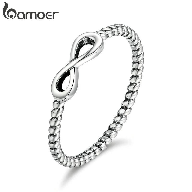 

BAMOER Hot Sale 100% 925 Sterling Silver Trendy Infinity Elegant Finger Rings for Women Wedding Engagement Jewelry Gift SCR094