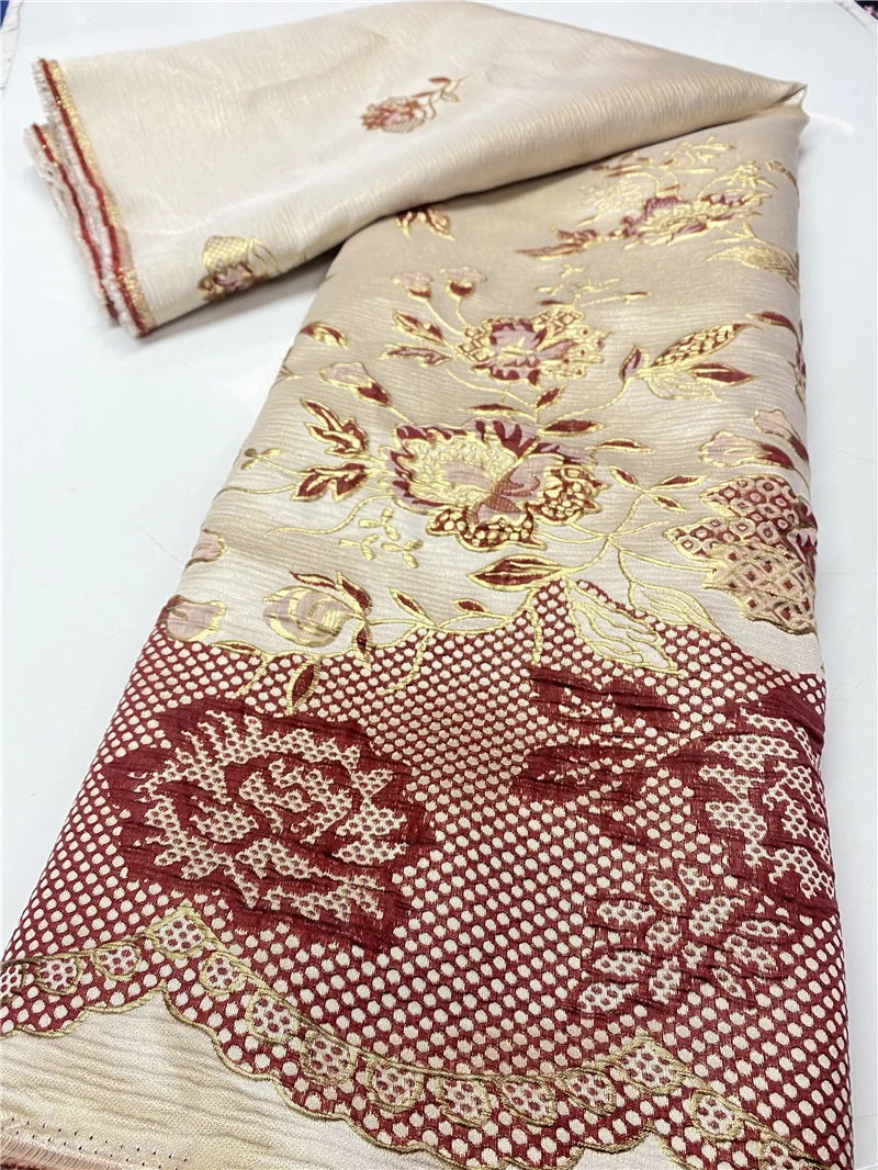 

Wine 2021 High Quality Gilding African Lace Fabric Popular Style French Brocade Lace Fabric For Nigerian Wedding Party YA3822B-3