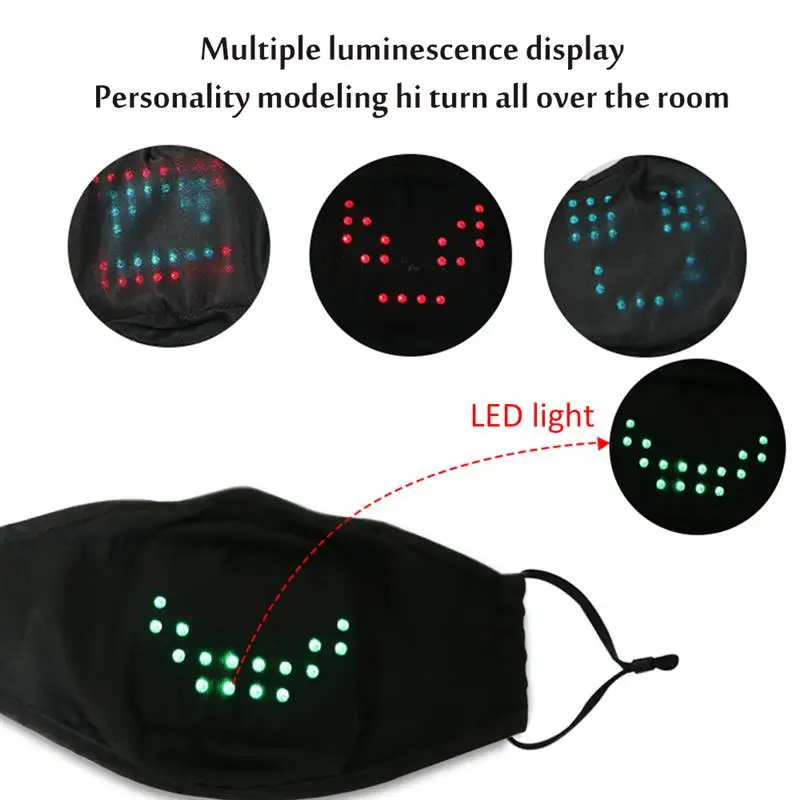 Светодиодная маска для лица с голосовым управлением моющаяся маскарада