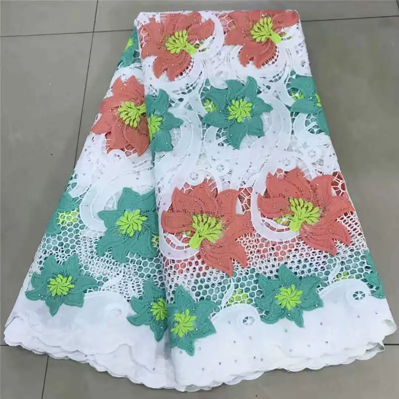 2019 новая последняя африканская гипюровая кружевная белая Водорастворимая ткань