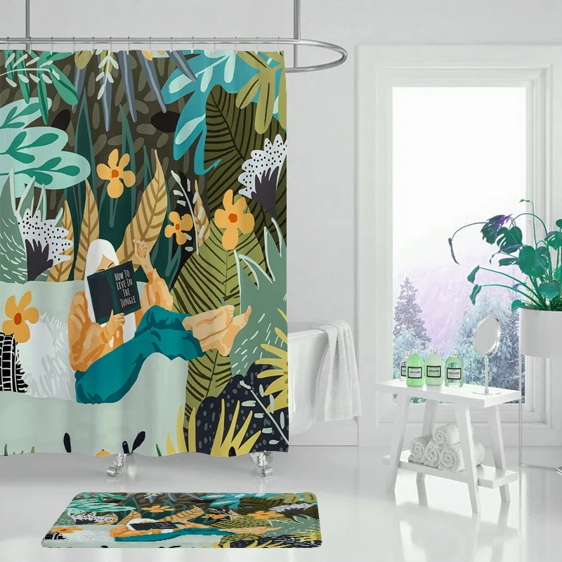 Женская простая душевая занавеска С животным принтом водонепроницаемая для душа