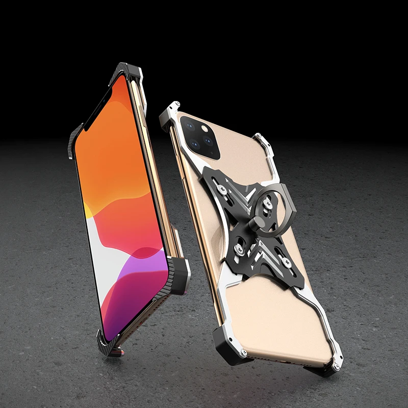 Алюминиевый металлический бампер чехол для iPhone 11 Pro XS MAX X XR жесткое крепление в виде кольца на палец Kickstand чехол для iPhone 11 Pro Max бампер