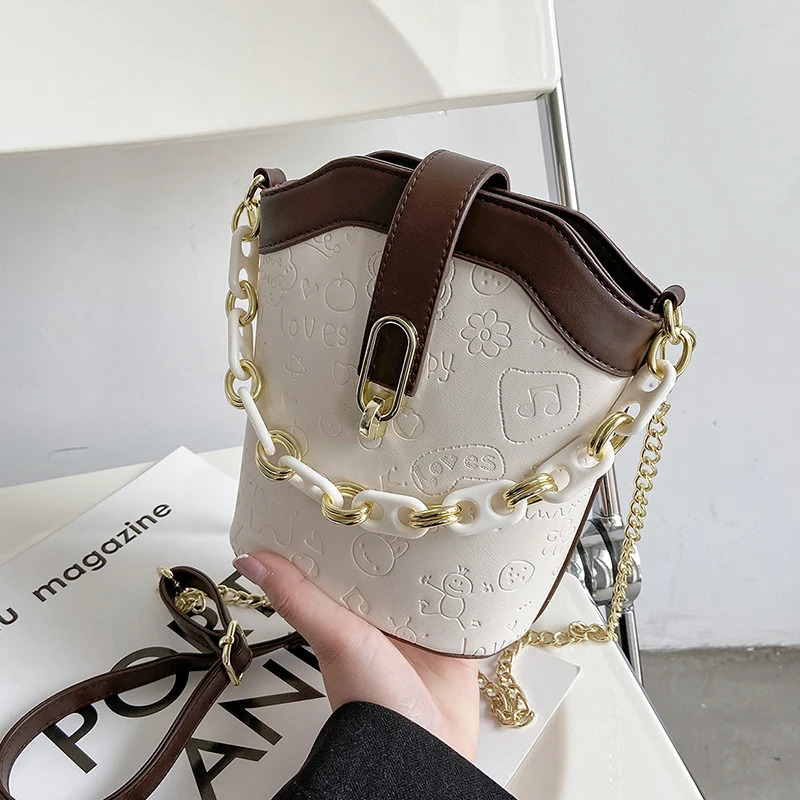

Design Popular Handbags 2021 New Fashion Chain Crossbody High Quality Western Style Bucket Bag Shoulder Bag Width: 20cm