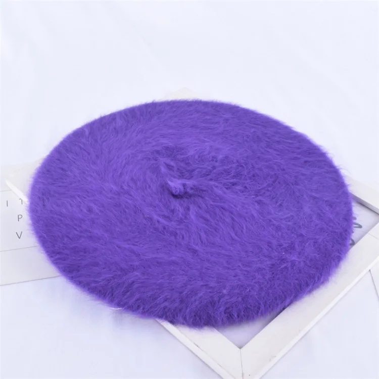 purple 1 шт. женская элегантная разноцветная Шапка-берет из меха кролика - Цвет: purple