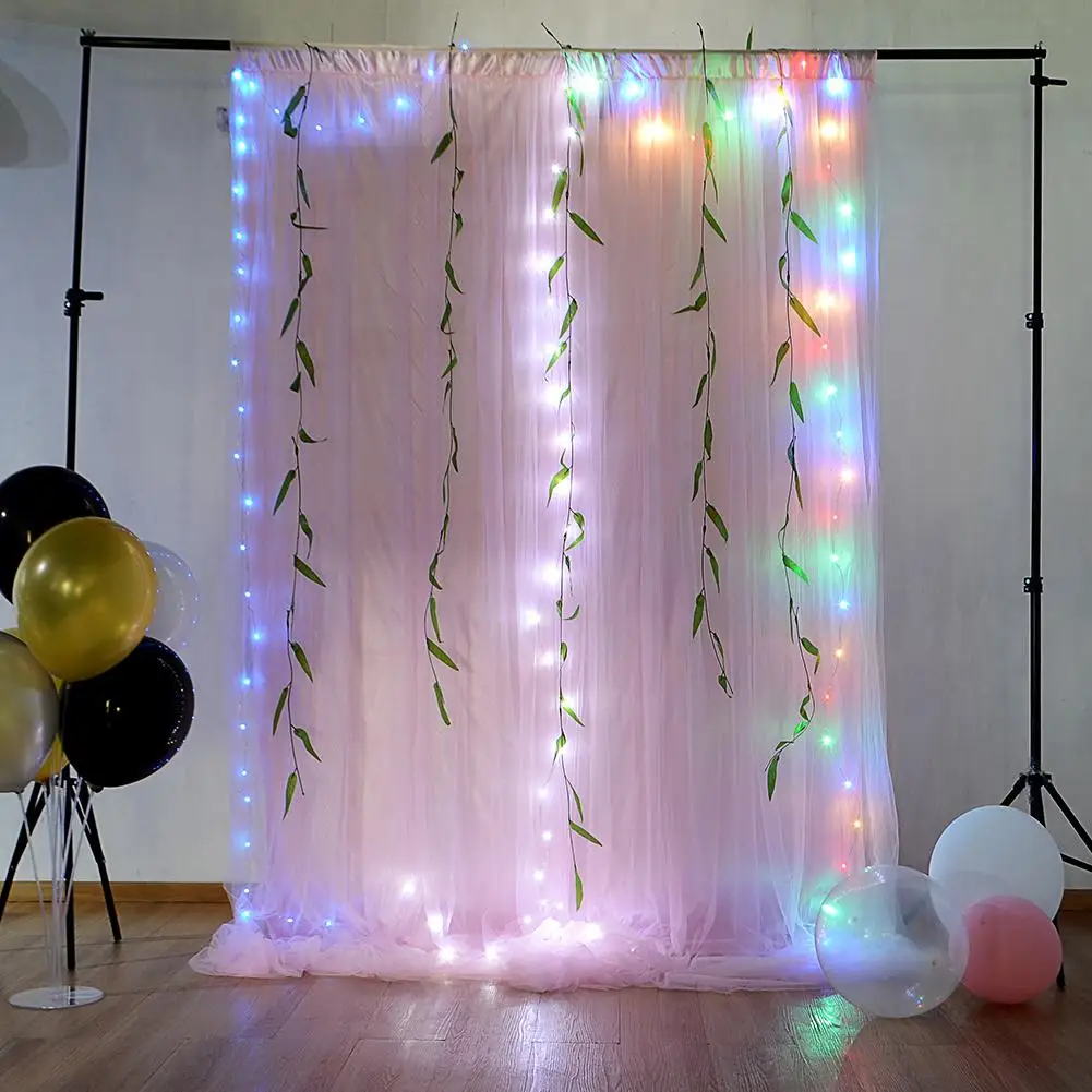

Tulle Window Curtain for Party Wedding Background Decoration Hanging Bay Windows Drape Cafe Door Decor Pendant Blinds Sheet