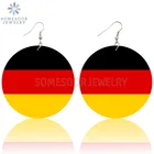 SOMESOOR черно-желтые красные цвета, деревянные серьги-подвески с национальным флагом, двусторонние патриотические дизайнерские женские деревянные петли