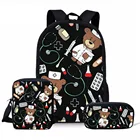 Школьный рюкзак с изображением медведя из мультфильма для девочек и мальчиков начальной школы, сумка для книг с набором еды и ручек, узор с изображением сиделки