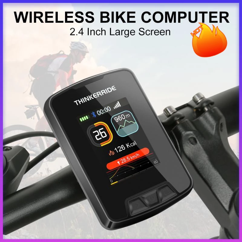 

PEACHES Wireless Cycle Bike Computer GPS Waterproof Speedometer Odometer 2.4Inch BLE5.0 ANT+ APP Sync Sensor Bicycle Accessori