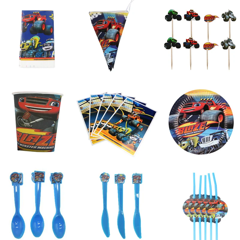 Набор одноразовой посуды с мультяшным рисунком стакан флагом для детского дня