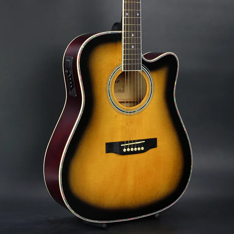 41 дюймов Акустическая гитара народная 6 струны Picea Asperata закат профессиональный