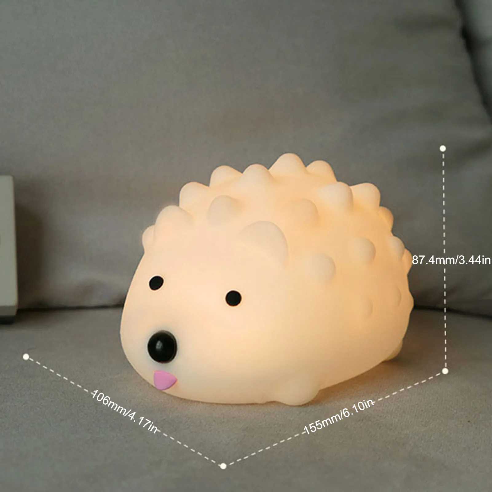

USB Rechargeable Colorful Dimming Night Lamp Cute Soothing Hedgehog Silicone Night Lights Touch Sensor Night Lights