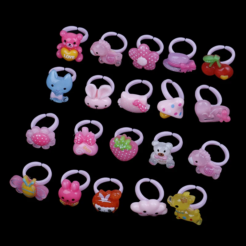 20 шт. милые детские кольца с дизайном цветов животных модные аксессуары для