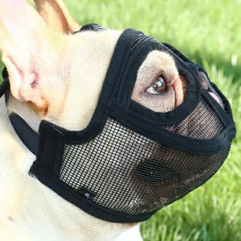 Намордник для собак с короткой мордой регулируемая Воздухопроницаемая сетчатая