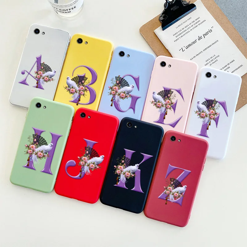 

Matte Back Cover For VIVO Y81 Case Candy Painted Soft Silicone Fundas Shell For VIVO Y81S Cute Letter Shell For Vivo Y83 Bumper