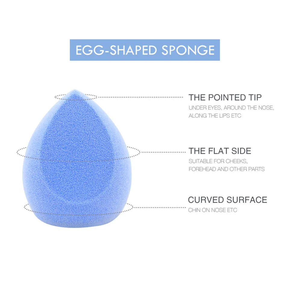 O.TWO.O 1Pc Blue Face Makeup Sponge Puff Egg Facial Cosmetic Concealer Cream Foundation Powder Puff Makeup Foundation Sponge