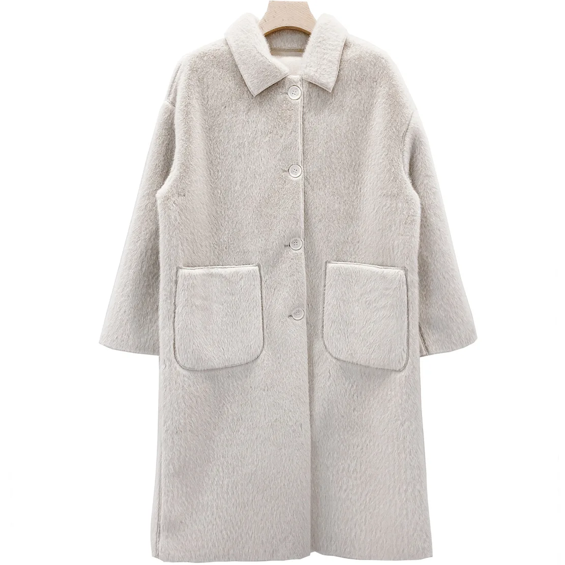 Осеннее зимнее длинное пальто Женская пушистая куртка осеннее плюшевое толстое