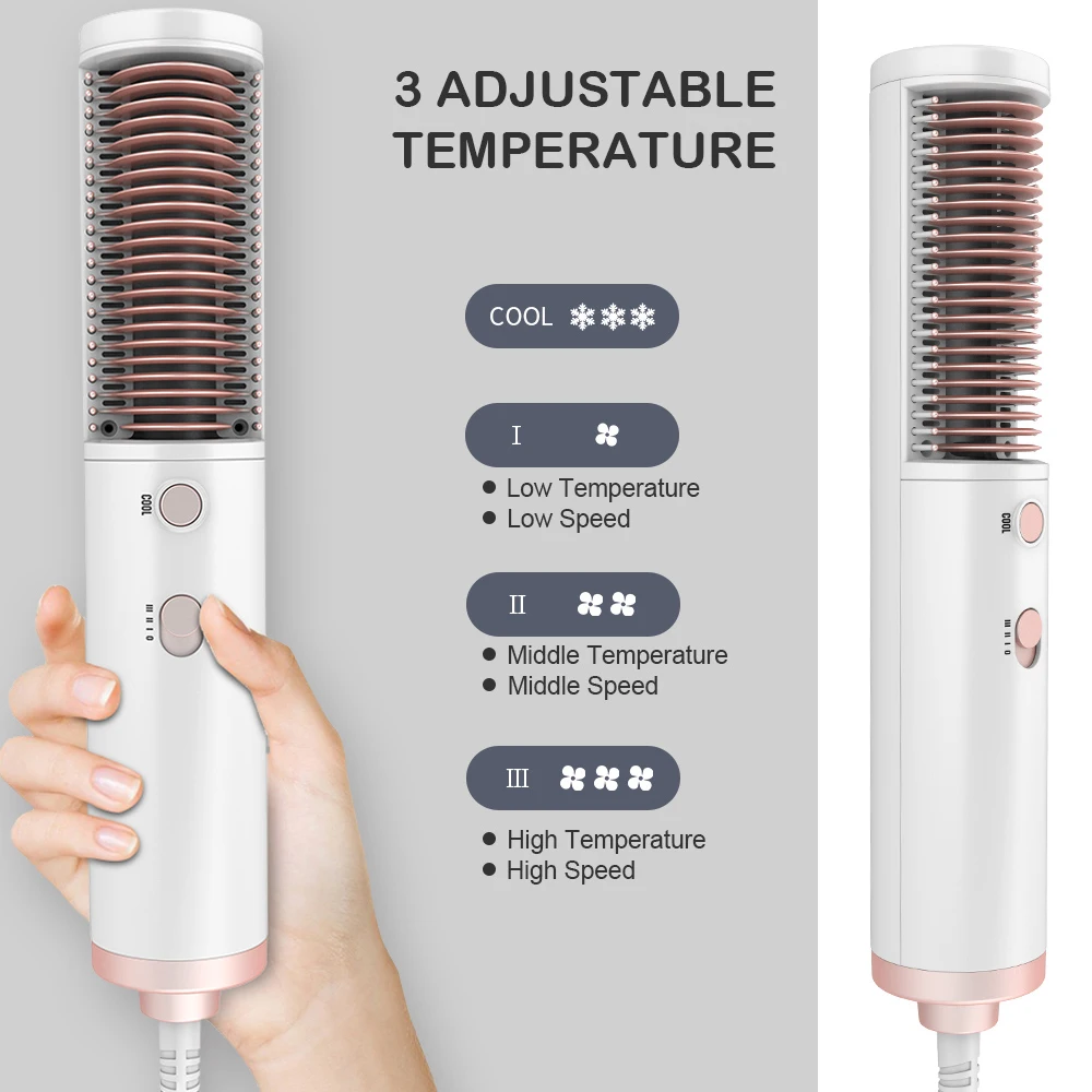 Фен щетка 3 в 1 с горячим воздухом выпрямитель для волос удобный набор расчесок