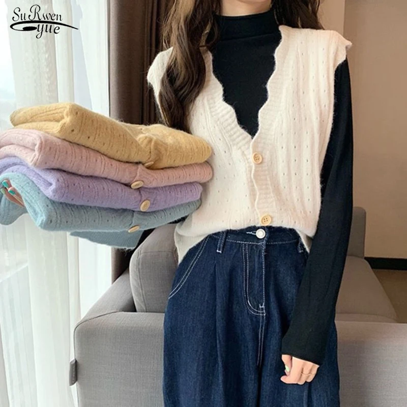 

Winter Sleeveless Knitted Pullover Sweater Cardigan Autumn Wool Sweaters for Women Loose Waistcoat Cashmere Sweater Tops 16792