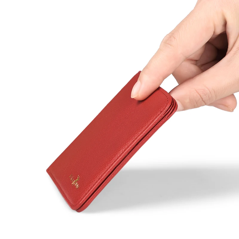 100% leather high-quality ultra-thin wallet credit card holder ladies short design 2020 new style