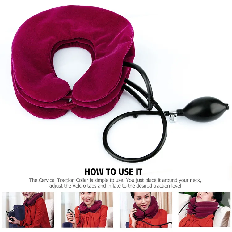 

Portable inflatable multi-functional swan neck orthosis artifact cervical traction device inflatable portable full velvet neck