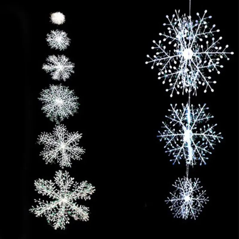 Christmas Display Window Artificial Snow Decoration Snowflake String Xmas Party Romantic Wedding Double Side Sticker SnowflakeCM