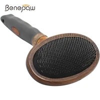 benepaw slicker pet grooming brush for dogs cats professional lotus wood pet shedding grooming tool comb for short to long hair