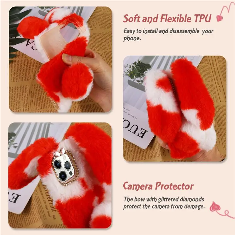 

Flexible Fluffy Furry Shockproof Phone Cover Protector Compatible with 12 Pro