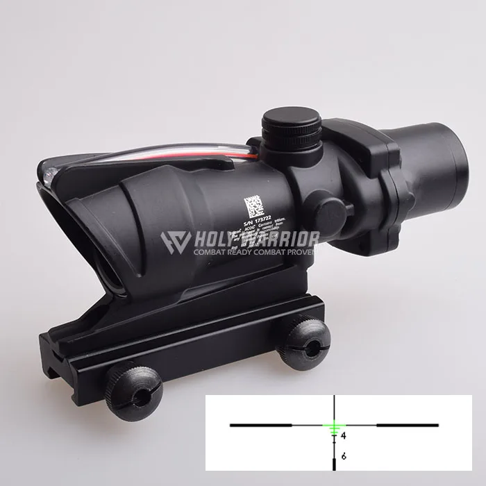 HW Охотничий Прицел ACOG TA31 4X32 оптика из настоящего Волокна Красная точка с подсветкой шеврон стекло тактический оптический прицел - Цвет: BKcross Green fiber