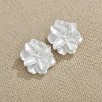 trendy cute white flowers camellia earrings banquet simulated pearl floral stud earrings for women girl jewelry gift