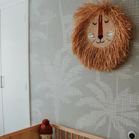 hand woven cartoon lion tiger straw hanging ornaments childrens room decoration cotton thread animal handcraft wall decor props