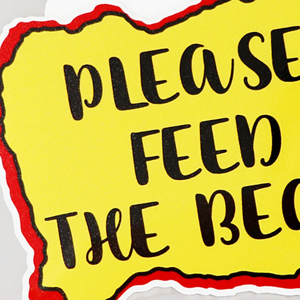 

YJZT 14.4CM10.6CM Decal Please Feed The Bear Words PVC Car Sticker 11C-0043