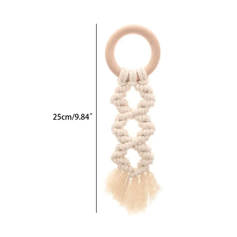 

Organic Macrame Teether Boho Teething Ring Baby Sensory Toy Natural Cotton Teething Toy Gender Neutral Baby Toy