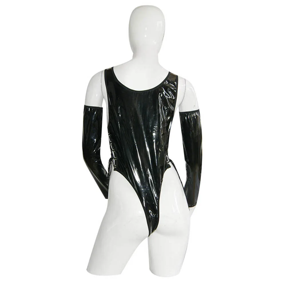 

Lingerie Erotic Women Leather Bodysuit Lingerie Sexy Open Bra Crotchless Oversleeves Teddies Wetlook Vinyl Fetish Clubwear W7019