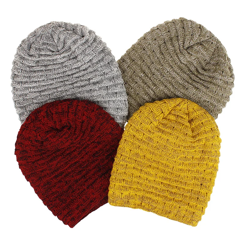 

2020 New Winter Hat For Women Cashmere Knitted Beanies Thick warm Knitted Cap Ladies Wool Skull Cap Gorro Unsiex Beanies Hat