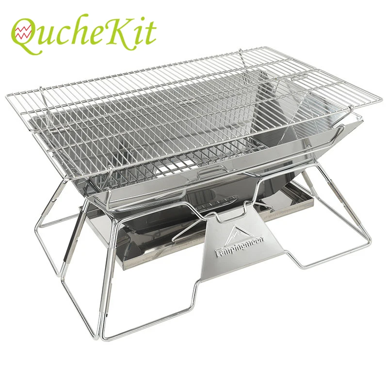 

Large Stainless Steel BBQ Grill Foldable Stable Stainless Steel BBQ Grill Outdoor Camping Picnic Barbecue BBQ Accessories Tools