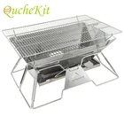 Большой Складной гриль для барбекю из нержавеющей стали, стабильный, из нержавеющей стали, аксессуары для кемпинга, пикника, барбекю