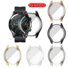 Silicone Case For Huawei Watch GT GT2 46mm Screen Protector Plating Soft cover Case For huawei GT 2 band SmartWatch fundas couqe