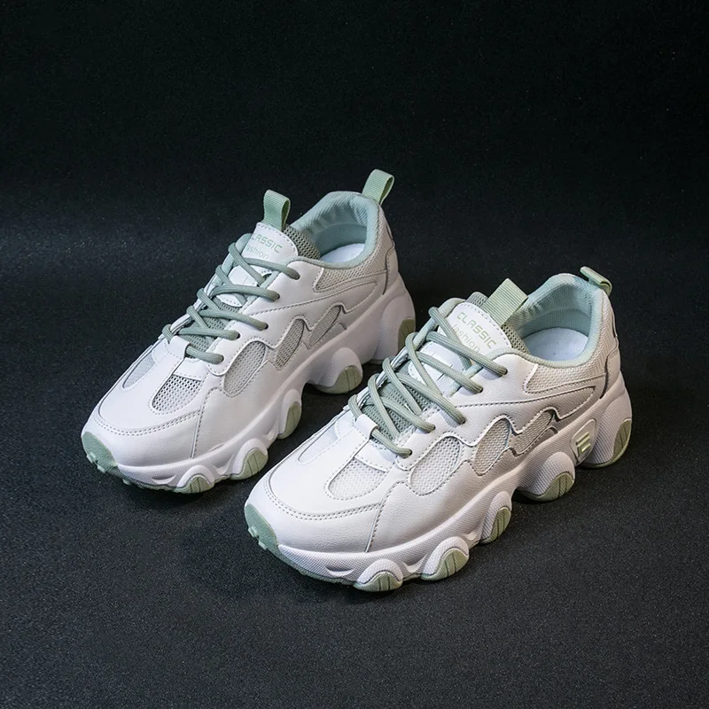 

Solid Casual Shoes Female Flats Lace up Thick Bottom Flat Platform Shoes Hollow Mesh Breathable Women Shoes Woman Sneakers