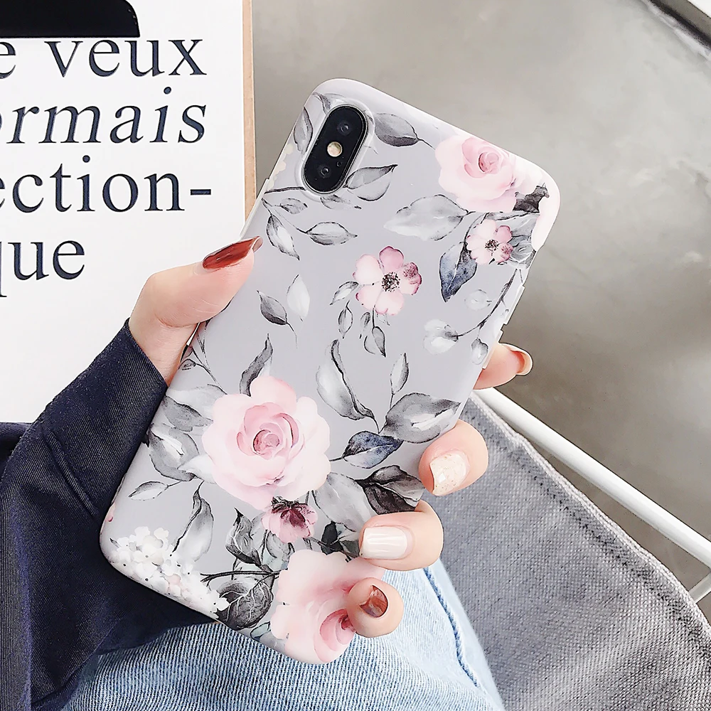 LOVECOM Ретро цветок лист стрейч держатель чехол для телефона для iPhone 11 Pro Max XR XS Max 7 8 6 Plus чехол мягкий IMD Телефон задняя крышка