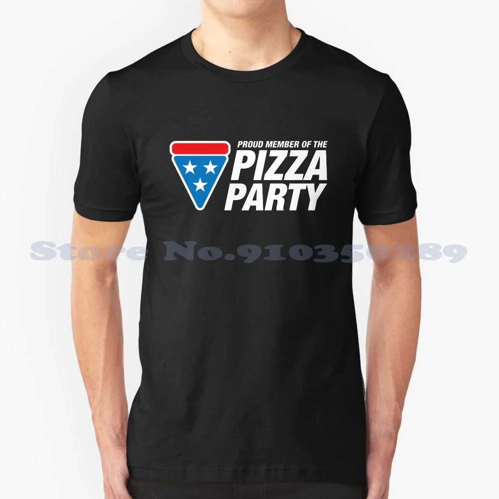 

Модная футболка с надписью «пицца вечерние, чёрная, белая, серая, партия «пицца», политическая политика, республиканский демократ, Vote, член ...