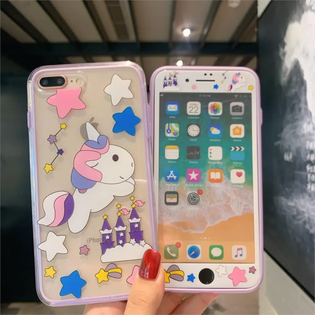 ТПУ + ПК Жесткий Чехол Для Телефона iPhone 6 6S 7 8 Plus XS 11 Pro Max X XR закаленное стекло