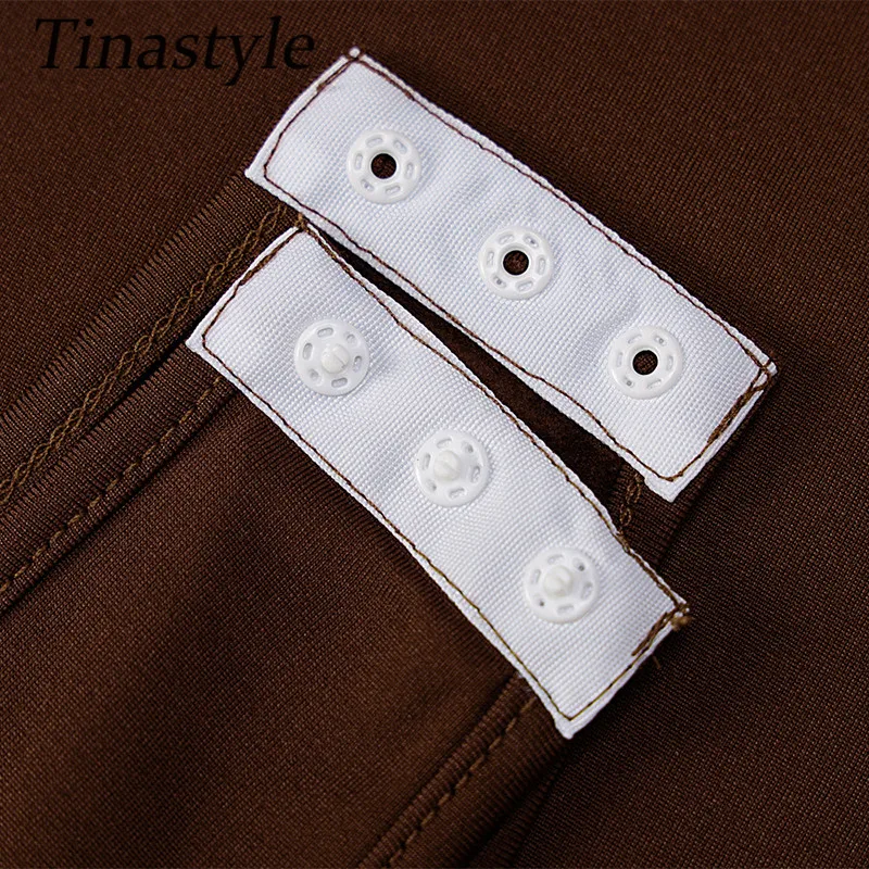 

Tinastyle Sexy Backless Bodycon Bodysuit Women Tops Turtleneck Long Sleeve Skinny Ropmers Black White Casual Basic Body Suit