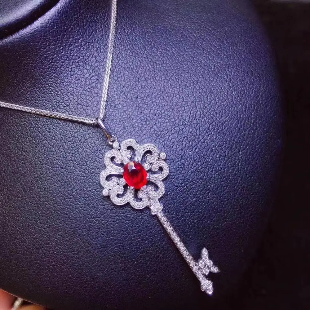 Женское Ожерелье с красным Рубином ювелирное изделие из серебра 925 пробы