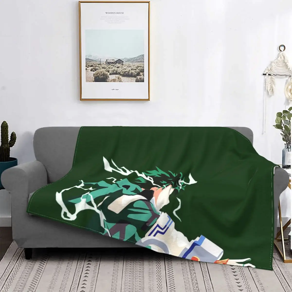

Manta de mha-midoriya Izuku Deku, colcha de cama a cuadros, colcha de lana 135, Manta para Baby