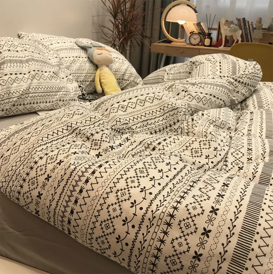 

Fashion cool geometric bedding set boy,single double cotton twin full queen King home textile bed sheet pillow case quilt cover