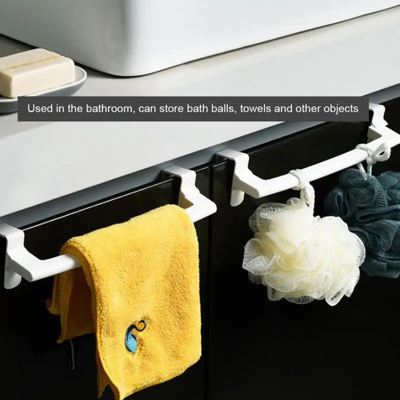 

1pcs Clip-on No Trace Towel Rack Bathroom Towel Holder Stand Kitchen Cabinet Door Hanging Organizer Shelf Kitchen Accessories