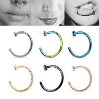 1pclot 6810mm punk stainless steel fake nose ring c clip lip ring earring helix rook tragus faux septum body piercing jewelry